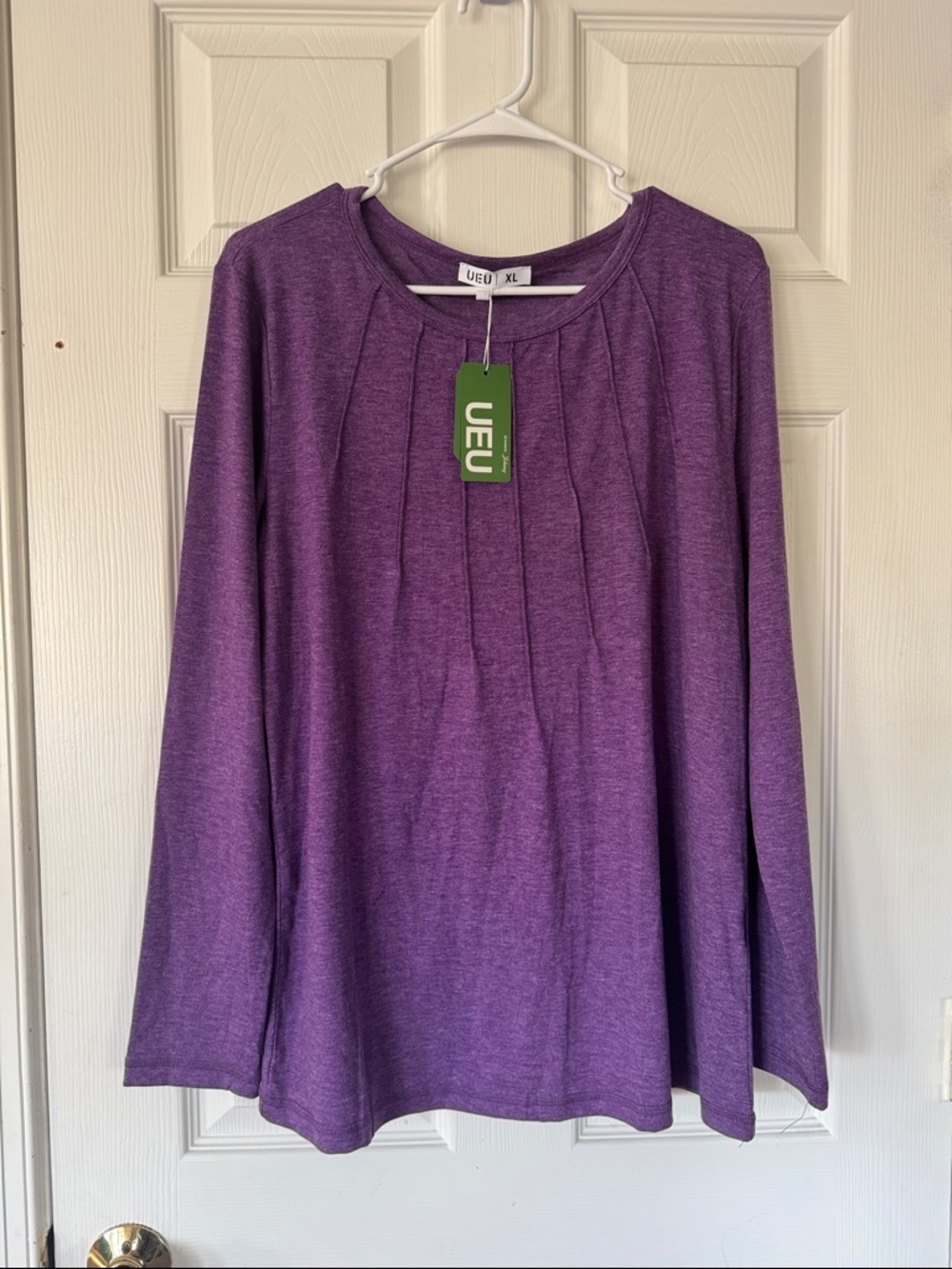 UEU Purple Pleat-Front Long Sleeve Tee Size XL